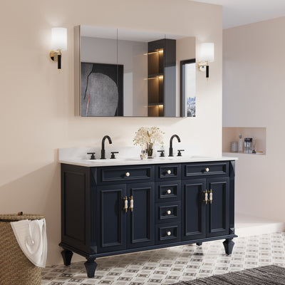 48 in.x 30 in. Copper-Free Tri-Views Mirror Cabinet with Adjustable Shelves and Triple Swing Doors