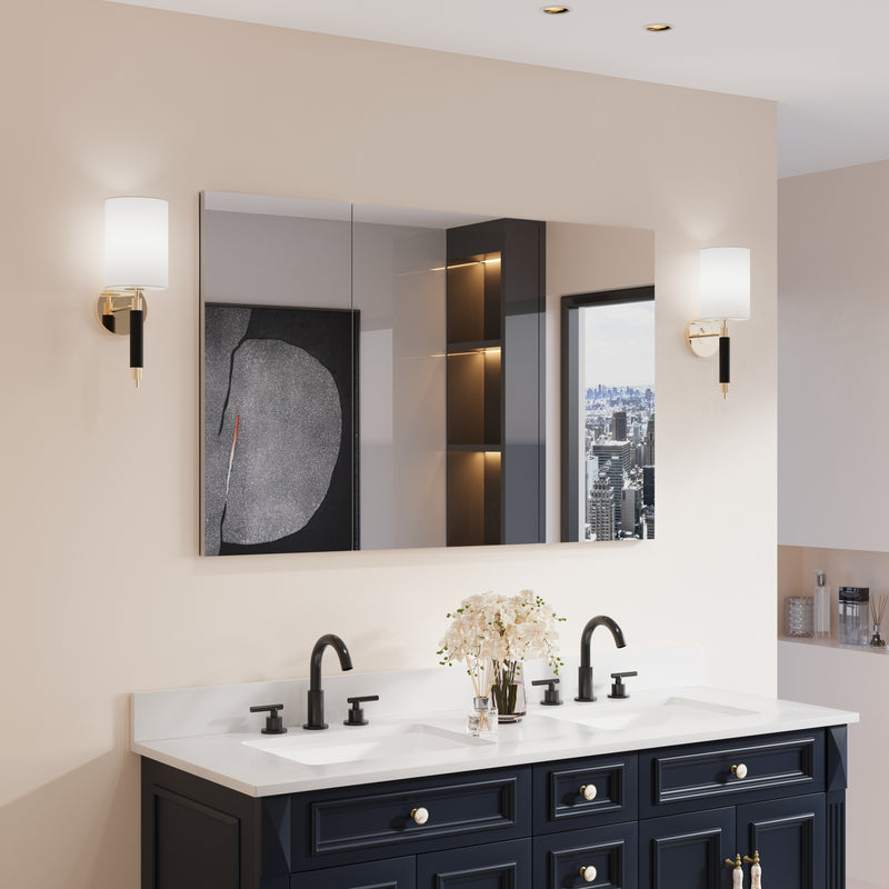 48 in.x 30 in. Copper-Free Tri-Views Mirror Cabinet with Adjustable Shelves and Triple Swing Doors