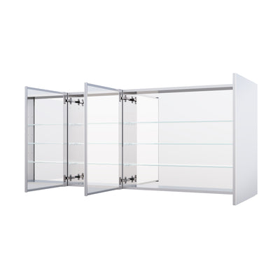 60 in. x 30 in. Copper-Free Tri-Views Mirror Medicine Cabinet with Adjustable Shelves and Triple Swing Doors