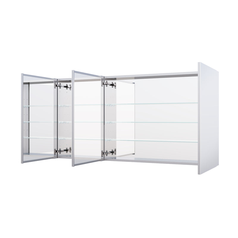 60 in. x 30 in. Copper-Free Tri-Views Mirror Medicine Cabinet with Adjustable Shelves and Triple Swing Doors