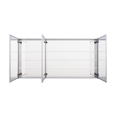 60 in. x 30 in. Copper-Free Tri-Views Mirror Medicine Cabinet with Adjustable Shelves and Triple Swing Doors