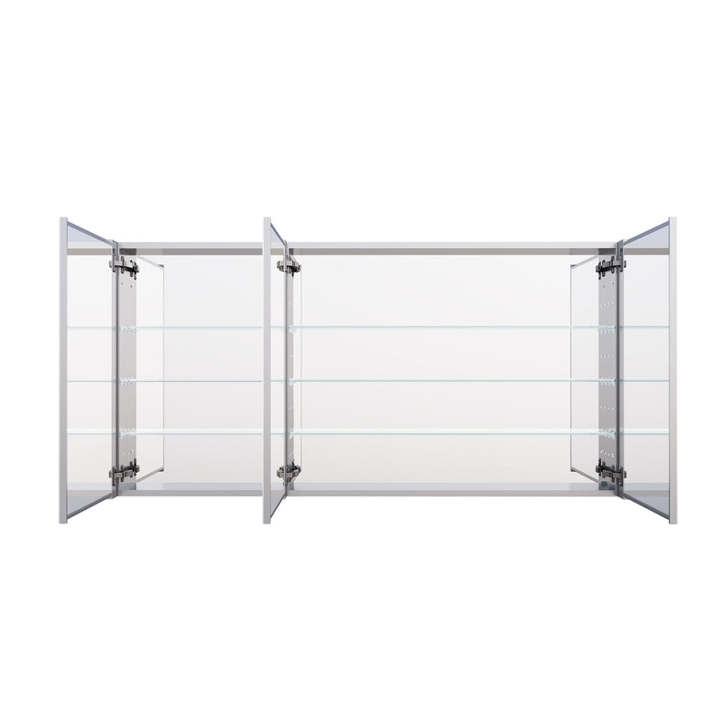 60 in. x 30 in. Copper-Free Tri-Views Mirror Medicine Cabinet with Adjustable Shelves and Triple Swing Doors