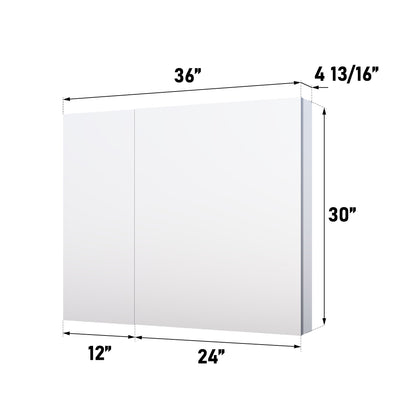 36 in. x30 in. Copper-Free Tri-Views Mirror Medicine Cabinet with Adjustable Shelves and and Dual Swing Doors
