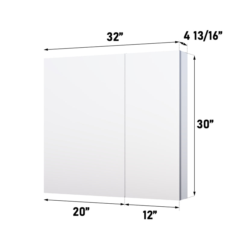 32 in. x 30 in. Copper-Free Tri-Views Mirror Medicine Cabinet with Adjustable Shelves and Dual Swing Doors