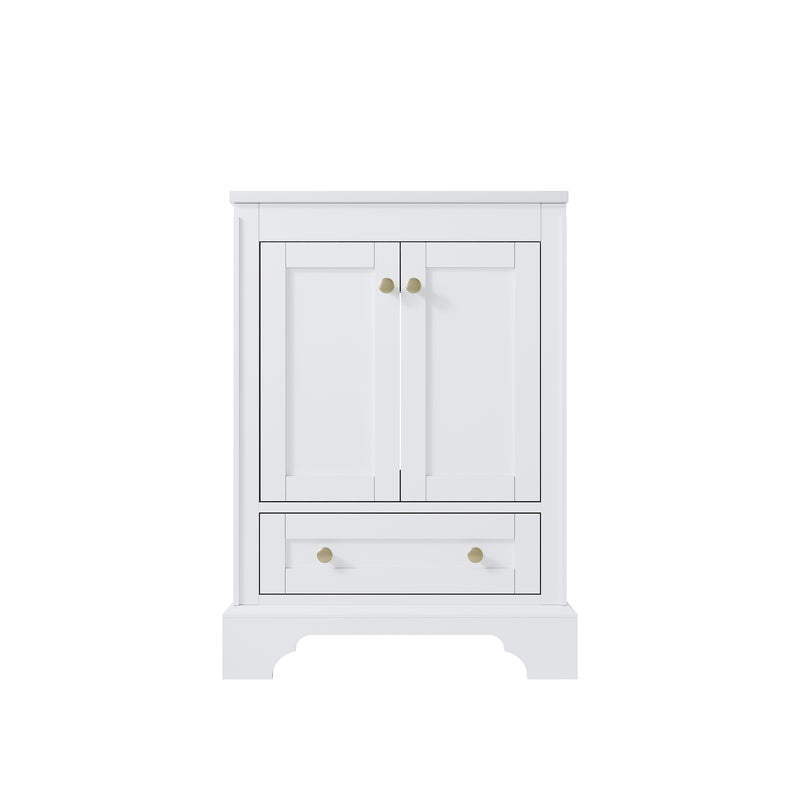 24 inch Bathroom Vanity with Sink Combo Set, Solid Wood Bathroom Storage Cabinet with Soft-Closing Cabinet Doors, White