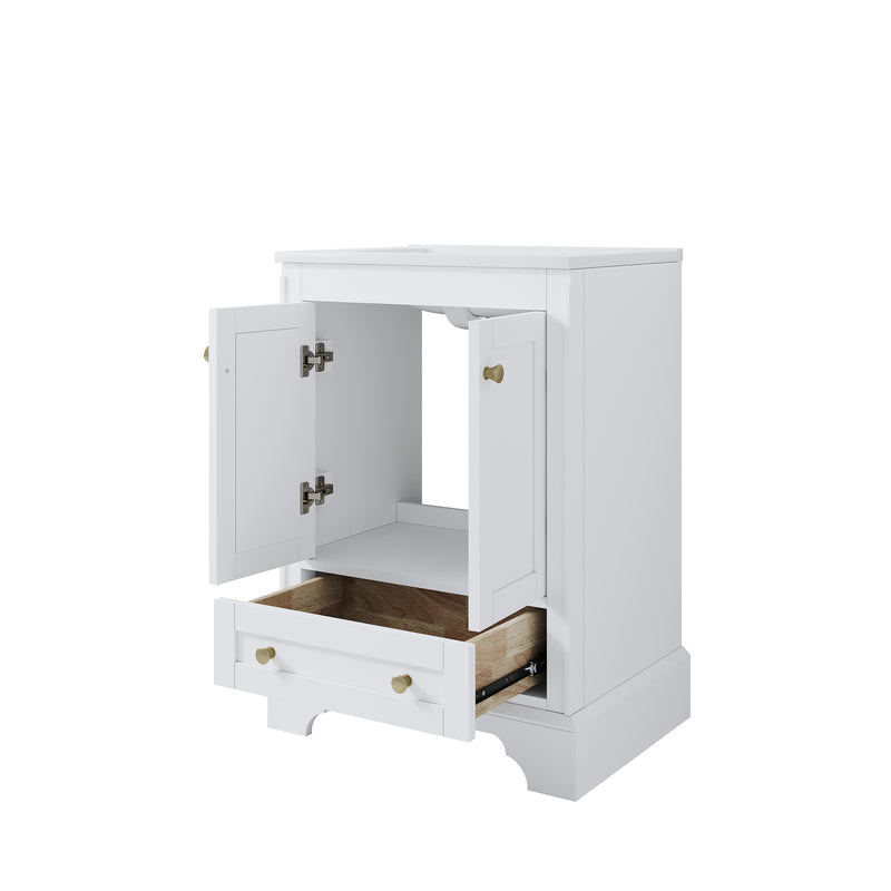 24 inch Bathroom Vanity with Sink Combo Set, Solid Wood Bathroom Storage Cabinet with Soft-Closing Cabinet Doors, White