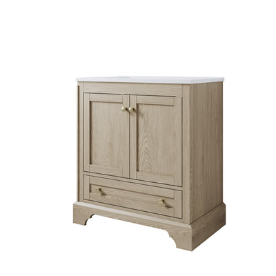30 inch Bathroom Vanity with Sink Combo Set, Solid Wood Bathroom Storage Cabinet with Soft-Closing Cabinet Doors, OAK