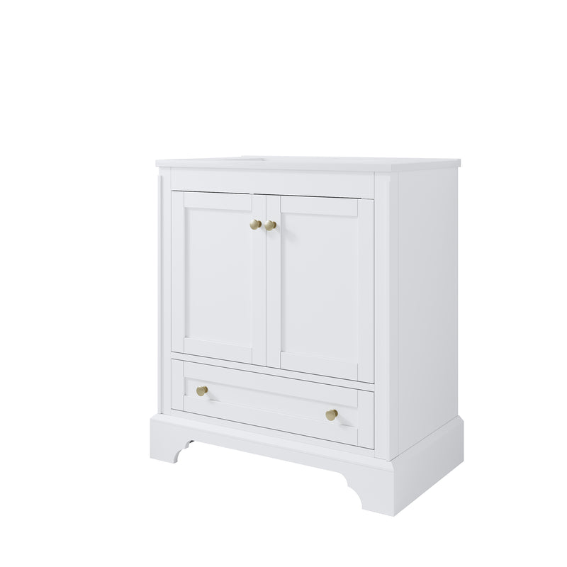 30 inch Bathroom Vanity with Sink Combo Set, Solid Wood Bathroom Storage Cabinet with Soft-Closing Cabinet Doors, White
