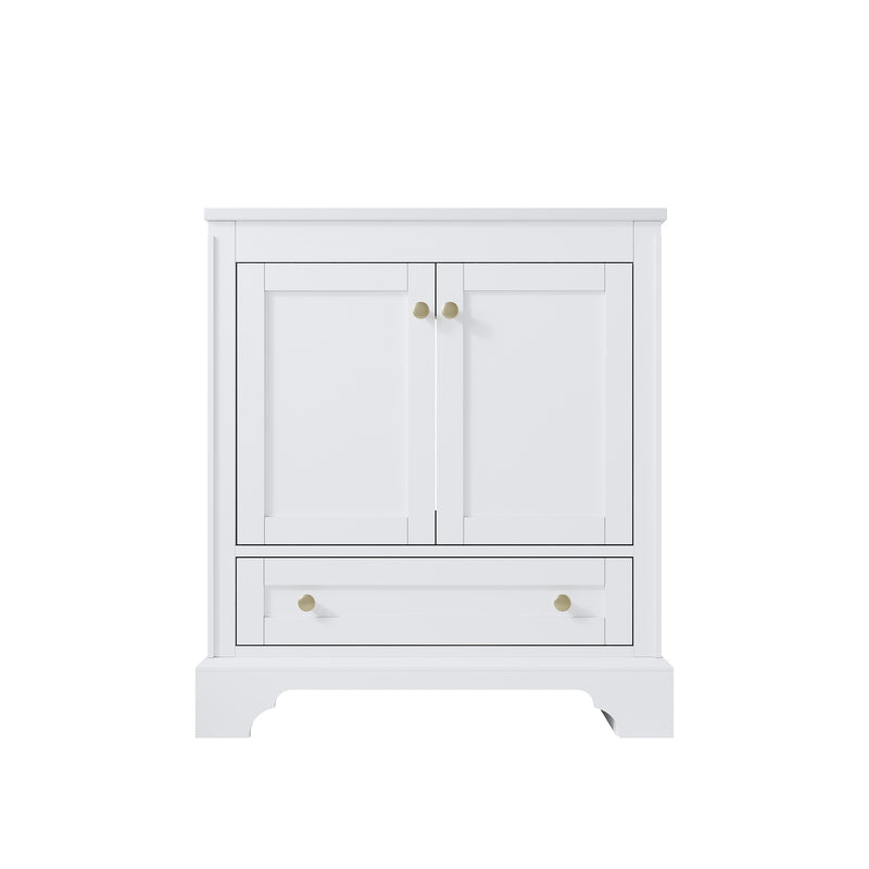 30 inch Bathroom Vanity with Sink Combo Set, Solid Wood Bathroom Storage Cabinet with Soft-Closing Cabinet Doors, White