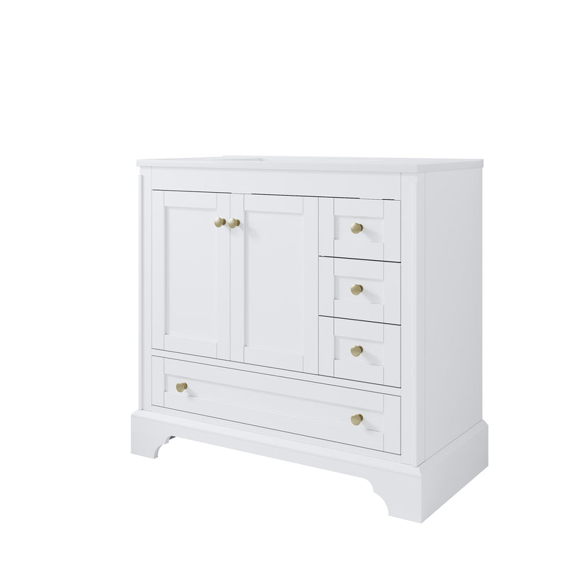 36 inch Bathroom Vanity with Sink Combo Set, Solid Wood Bathroom Storage Cabinet with Soft-Closing Cabinet Doors, White