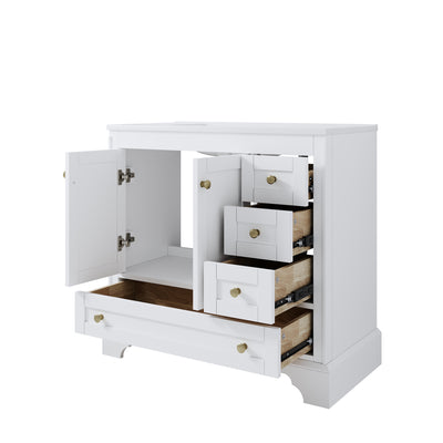 36 inch Bathroom Vanity with Sink Combo Set, Solid Wood Bathroom Storage Cabinet with Soft-Closing Cabinet Doors, White
