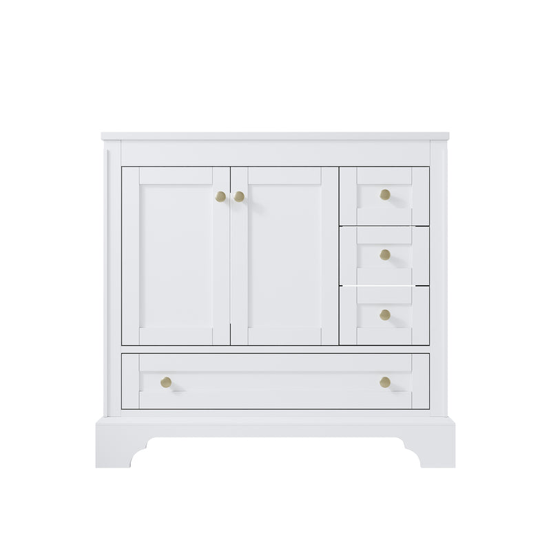 36 inch Bathroom Vanity with Sink Combo Set, Solid Wood Bathroom Storage Cabinet with Soft-Closing Cabinet Doors, White