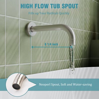 3-Function Shower System with Tub Spout, 10-Inch Rainfall Head & Handheld – Pressure Balance Valve, 304 Stainless Steel