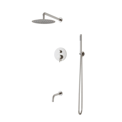 3-Function Shower System with Tub Spout, 10-Inch Rainfall Head & Handheld – Pressure Balance Valve, 304 Stainless Steel