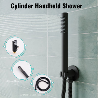 3-Function Shower System with Tub Spout, 10-Inch Rainfall Head & Handheld – Pressure Balance Valve, 304 Stainless Steel