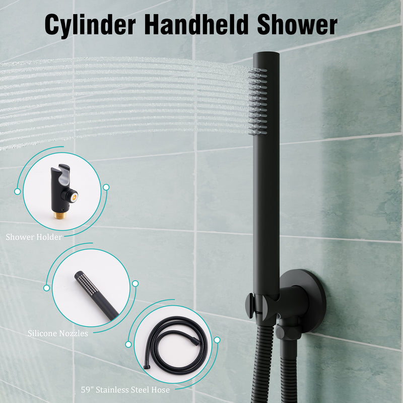 3-Function Shower System with Tub Spout, 10-Inch Rainfall Head & Handheld – Pressure Balance Valve, 304 Stainless Steel