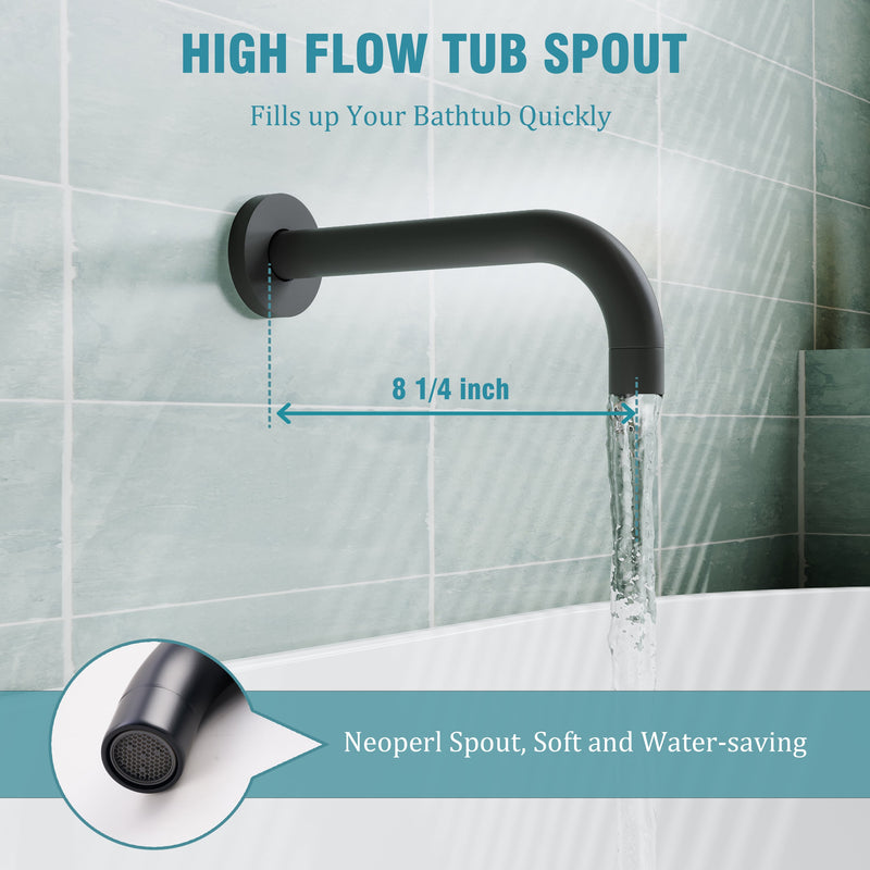 3-Function Shower System with Tub Spout, 10-Inch Rainfall Head & Handheld – Pressure Balance Valve, 304 Stainless Steel