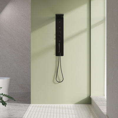 Luxury Thermostatic 4-Function Stainless Steel Shower System with Ultra-Thin Dual-Function Rainfall Head, Handheld, Body Jets