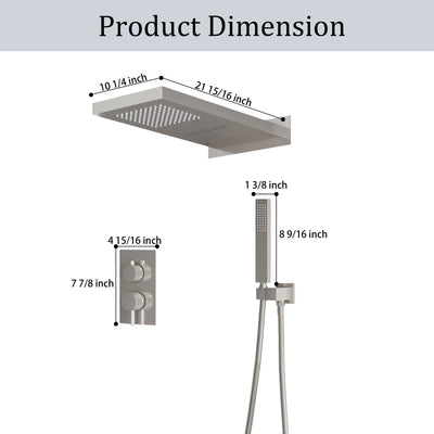 Wall-Mounted Shower System with Rainfall Head, Handheld & 3-Way Diverter – Pressure Balance Valve