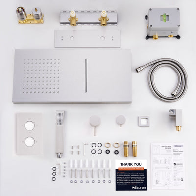 Wall-Mounted Shower System with Rainfall Head, Handheld & 3-Way Diverter – Pressure Balance Valve