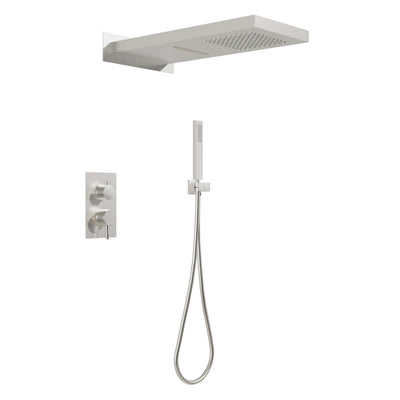 Wall-Mounted Shower System with Rainfall Head, Handheld & 3-Way Diverter – Pressure Balance Valve