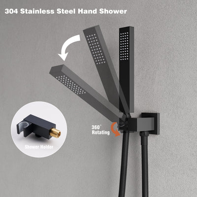 Wall-Mounted Shower System with Rainfall Head, Handheld & 3-Way Diverter – Pressure Balance Valve