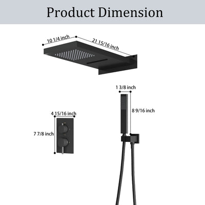 Wall-Mounted Shower System with Rainfall Head, Handheld & 3-Way Diverter – Pressure Balance Valve