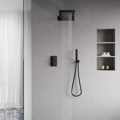 Wall-Mounted Shower System with Rainfall Head, Handheld & 3-Way Diverter – Pressure Balance Valve