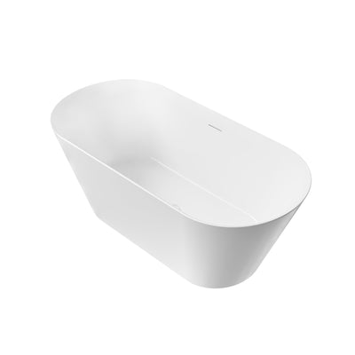 60" Glossy White Acrylic Freestanding Bathtub with Integrated Slotted Overflow and Pop-up Drainer