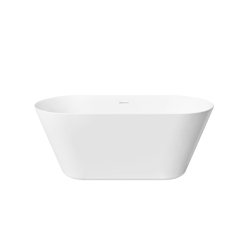 60" Glossy White Acrylic Freestanding Bathtub with Integrated Slotted Overflow and Pop-up Drainer