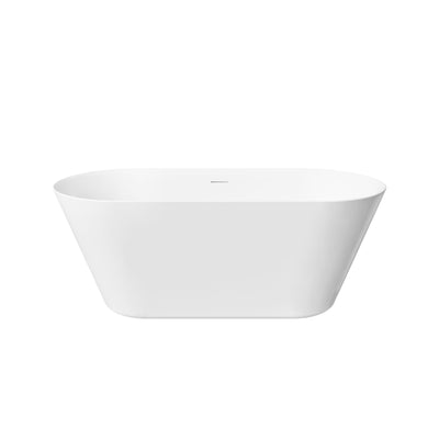 63" Glossy White Acrylic Freestanding Bathtub with Integrated Slotted Overflow and Pop-up Drainer