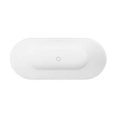 63" Glossy White Acrylic Freestanding Bathtub with Integrated Slotted Overflow and Pop-up Drainer