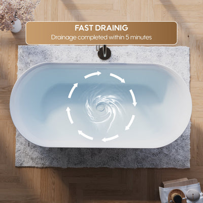 71" Glossy White Acrylic Freestanding Bathtub with Integrated Slotted Overflow and Pop-up Drainer