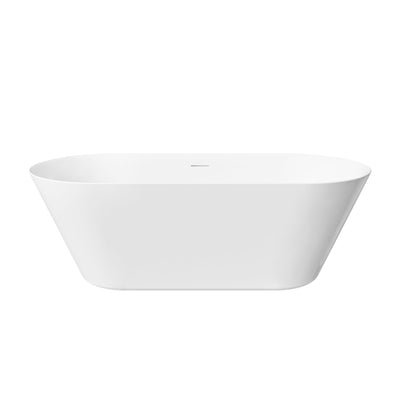 71" Glossy White Acrylic Freestanding Bathtub with Integrated Slotted Overflow and Pop-up Drainer