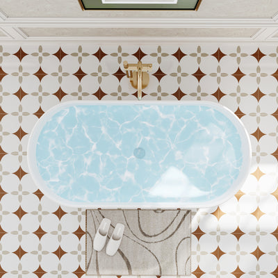 60 Freestanding Glossy White Acrylic Bathtub with Slotted Overflow