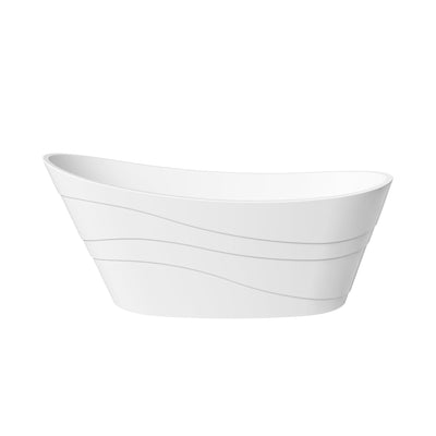 67" Acrylic Freestanding Soaking Bathtub in Glossy White with Pop-up Drainer and Groove Overflow