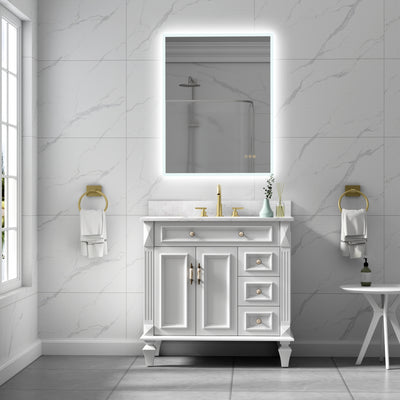 28 in. W x 36 in. H Rectangular Frameless Anti-Fog LED Light Dimmable Wall Mount Premium Bathroom Vanity Mirror