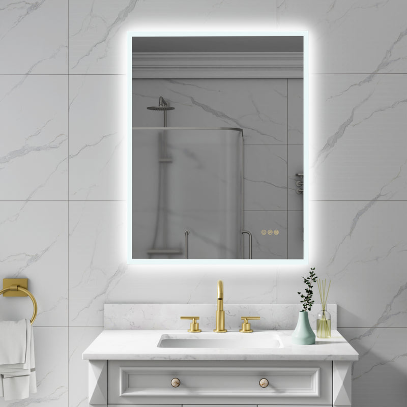 28 in. W x 36 in. H Rectangular Frameless Anti-Fog LED Light Dimmable Wall Mount Premium Bathroom Vanity Mirror