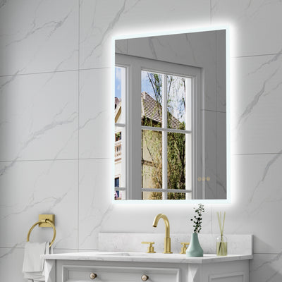 28 in. W x 36 in. H Rectangular Frameless Anti-Fog LED Light Dimmable Wall Mount Premium Bathroom Vanity Mirror