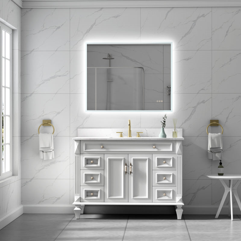 40 in. W x 32 in. H Rectangular Frameless Anti-Fog LED Light Dimmable Wall Mount Premium Bathroom Vanity Mirror