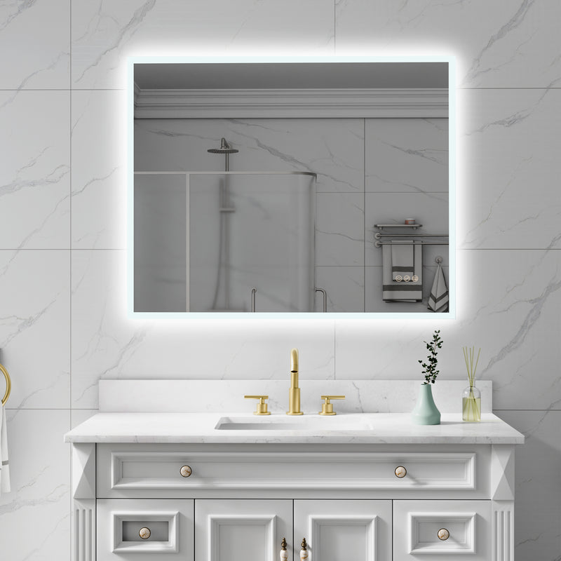 40 in. W x 32 in. H Rectangular Frameless Anti-Fog LED Light Dimmable Wall Mount Premium Bathroom Vanity Mirror