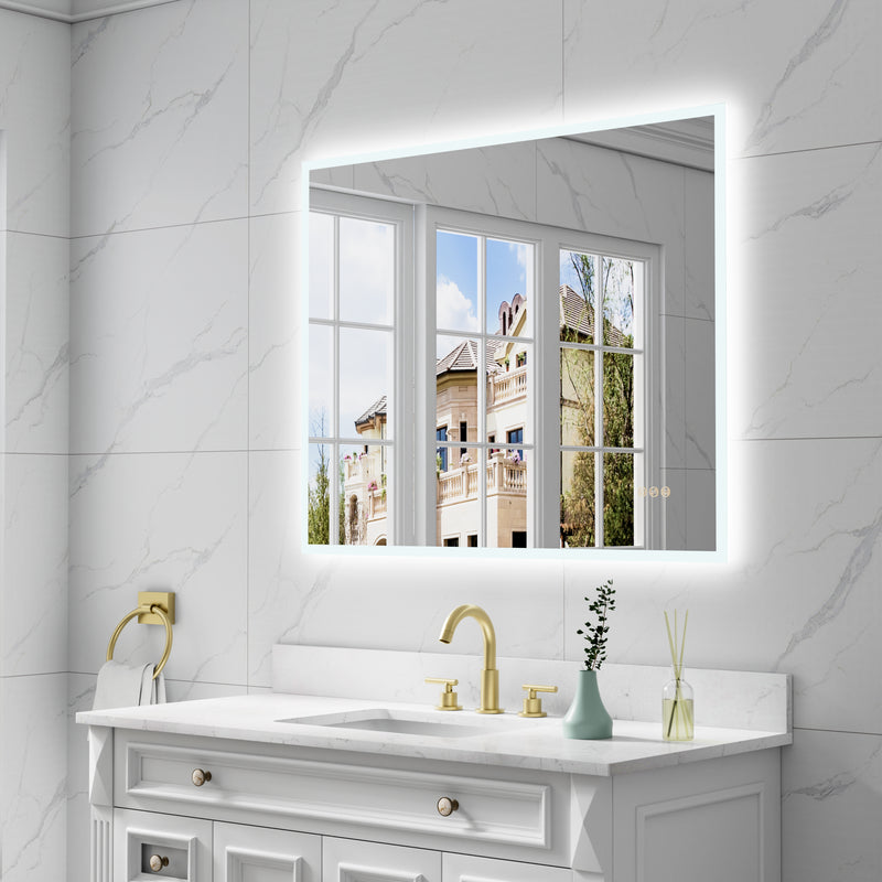 40 in. W x 32 in. H Rectangular Frameless Anti-Fog LED Light Dimmable Wall Mount Premium Bathroom Vanity Mirror