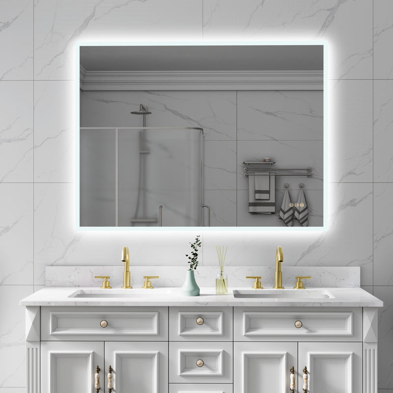 48 in. W x 36 in. H Rectangular Frameless Anti-Fog LED Light Dimmable Wall Mount Premium Bathroom Vanity Mirror
