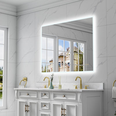 48 in. W x 36 in. H Rectangular Frameless Anti-Fog LED Light Dimmable Wall Mount Premium Bathroom Vanity Mirror