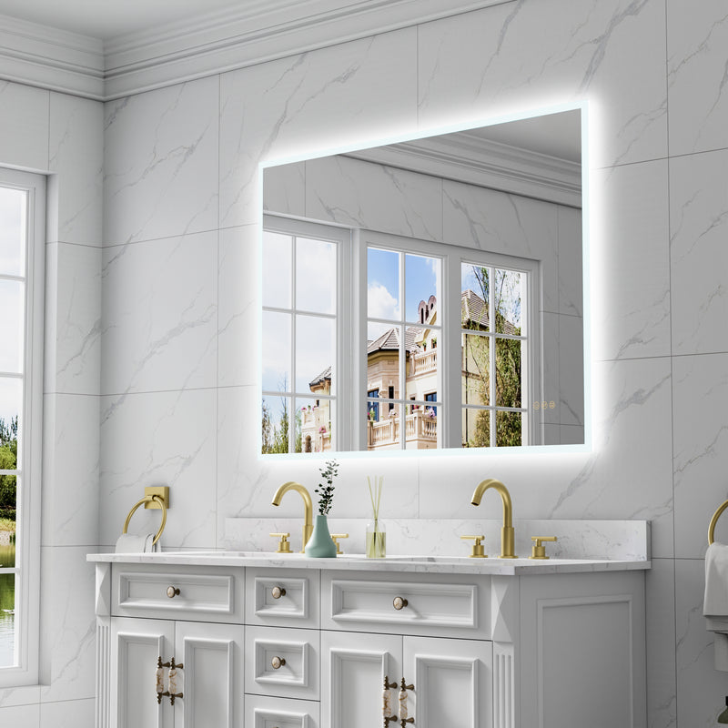 48 in. W x 36 in. H Rectangular Frameless Anti-Fog LED Light Dimmable Wall Mount Premium Bathroom Vanity Mirror