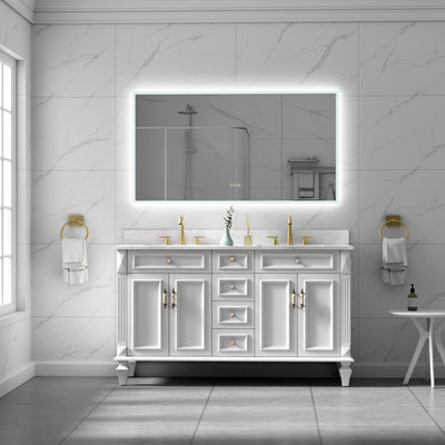 55 in. W x 30 in. H Rectangular Frameless Anti-Fog LED Light Dimmable Wall Mount Premium Bathroom Vanity Mirror