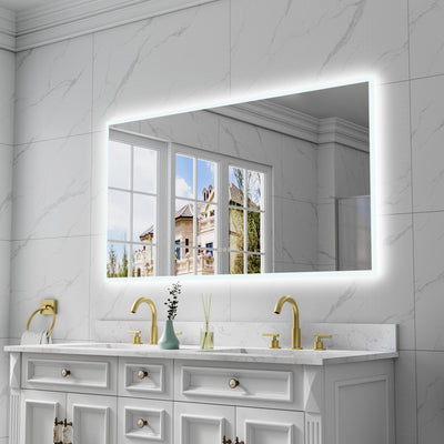 55 in. W x 30 in. H Rectangular Frameless Anti-Fog LED Light Dimmable Wall Mount Premium Bathroom Vanity Mirror