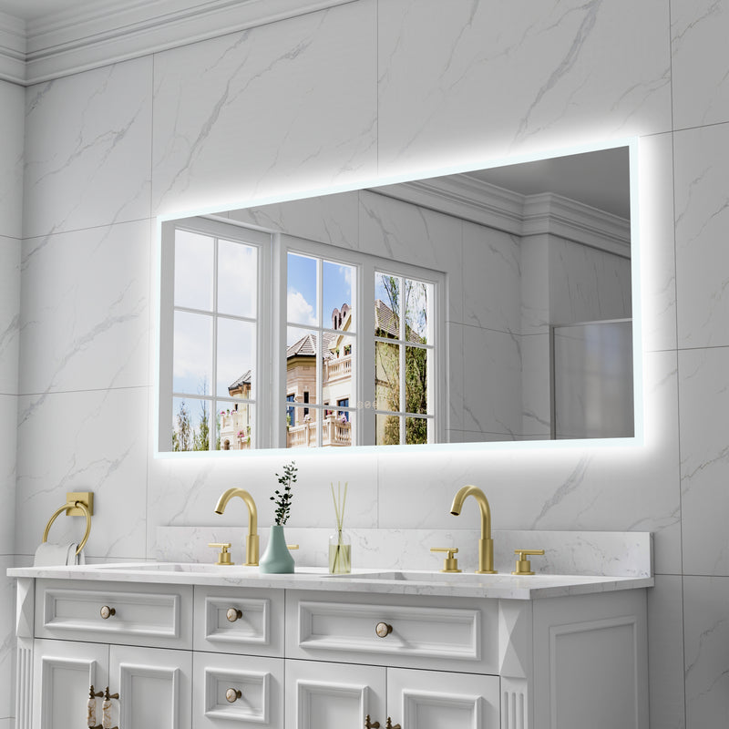 60 in. W x 28 in. H Rectangular Frameless Anti-Fog LED Light Dimmable Wall Mount Premium Bathroom Vanity Mirror