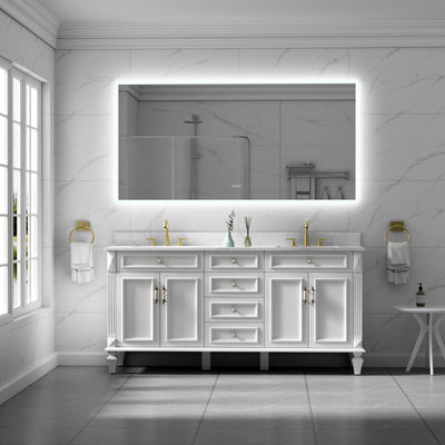 72 in. W x 36 in. H Rectangular Frameless Anti-Fog LED Light Dimmable Wall Mount Premium Bathroom Vanity Mirror