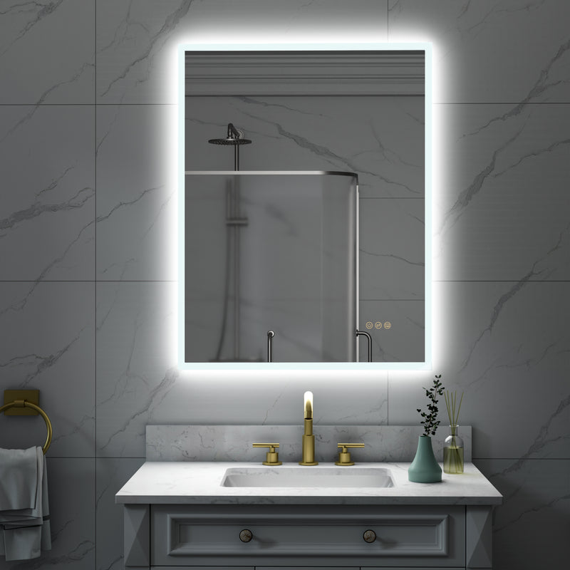 28 in. W x 36 in. H Rectangular Frameless Anti-Fog LED Light Dimmable Wall Mount Premium Bathroom Vanity Mirror
